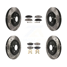 Charger l'image dans la galerie, Front Rear Coated Drilled Slot Disc Brake Rotor Ceramic Pad Kit For Ford Mustang