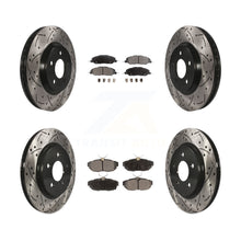 Load image into Gallery viewer, Front Rear Coated Drilled Slot Disc Brake Rotor Ceramic Pad Kit For Ford Mustang