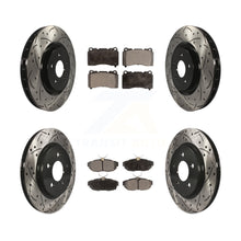 Charger l'image dans la galerie, Front Rear Coated Drilled Slot Disc Brake Rotor Ceramic Pad Kit For Ford Mustang