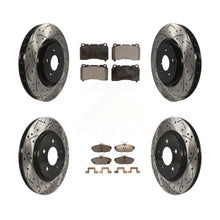 Load image into Gallery viewer, Front Rear Coated Drilled Slot Disc Brake Rotor Ceramic Pad Kit For Ford Mustang