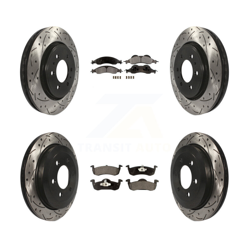 Front Rear Drilled Slot Brake Rotors Ceramic Pad Kit For Ford Expedition Lincoln
