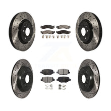 Charger l&#39;image dans la galerie, [Front+Rear] 10-12 Ford Taurus SHO Performance Drilled &amp; Slotted Brake Rotor &amp; Ceramic Pads Kit For Max Braking