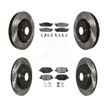 Charger l'image dans la galerie, [Front+Rear] 2009-2010 Lincoln MKS Performance Drilled &amp; Slotted Brake Rotor &amp; Ceramic Pads Kit For Max Braking