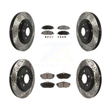 Load image into Gallery viewer, Front Rear Coated Drilled Slot Disc Brake Rotor Ceramic Pad Kit For Ford Mustang