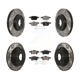 Front Rear Coated Drilled Slot Disc Brake Rotor & Ceramic Pad Kit For Ford C-Max