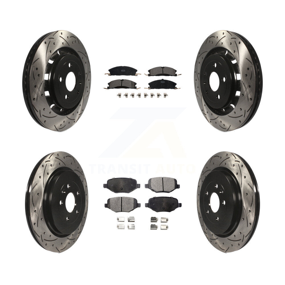 Front Rear Drilled Slot Brake Rotor Ceramic Pad Kit For Ford Explorer Police MKS