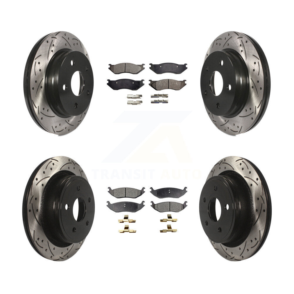 Front Rear Drilled Slot Brake Rotor & Ceramic Pad Kit For Dodge Durango Ram 1500