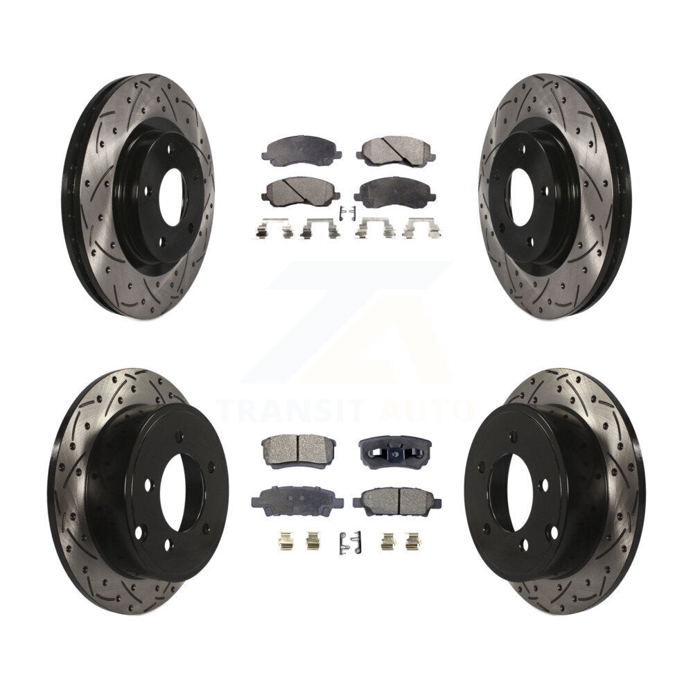 Front Rear Drill Slot Brake Rotor Ceramic Pad Kit For Jeep Patriot Dodge Compass