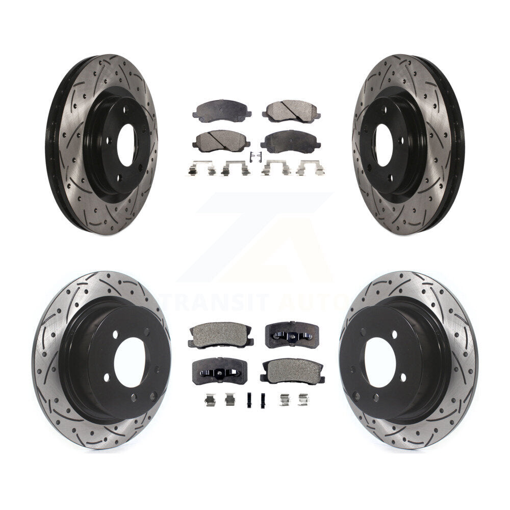 Front Rear Drill Slot Brake Rotor Ceramic Pad Kit For Jeep Patriot Compass Dodge