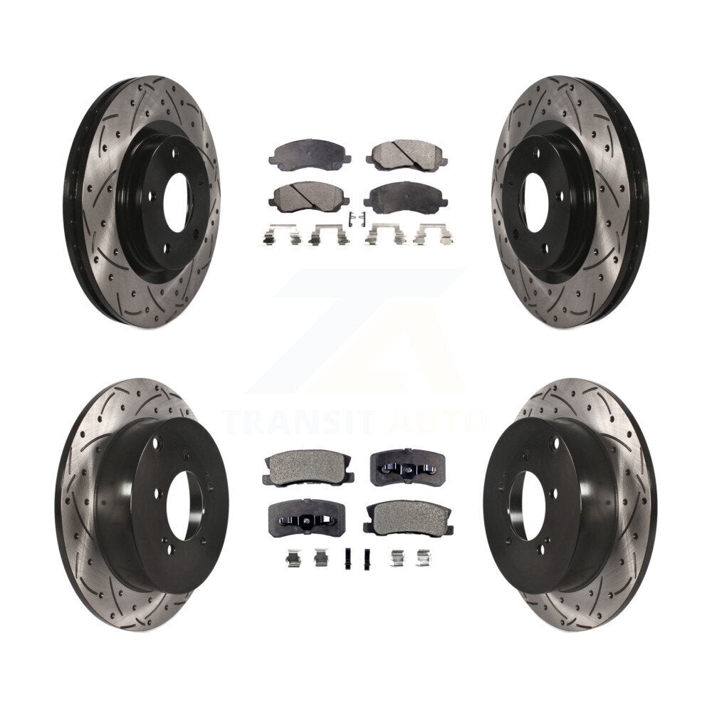 Front Rear Drill Slot Disc Brake Rotors Ceramic Pad Kit For Mitsubishi Outlander