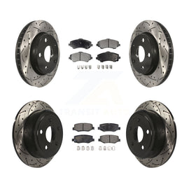 Front Rear Coat Drill Slot Disc Brake Rotor Ceramic Pad Kit For Jeep Wrangler JK