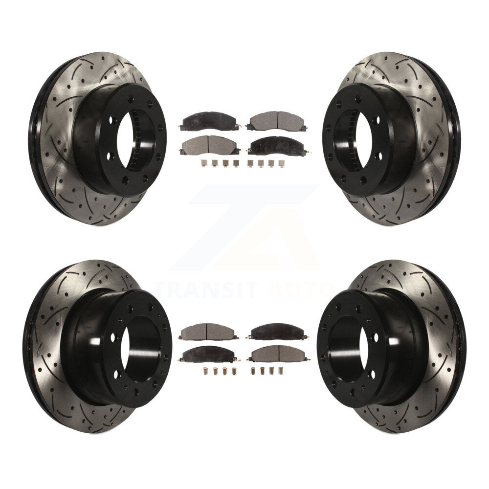 Front Rear Drilled Slot Brake Rotor Ceramic Pad Kit For Ram 2500 3500 1500 Dodge