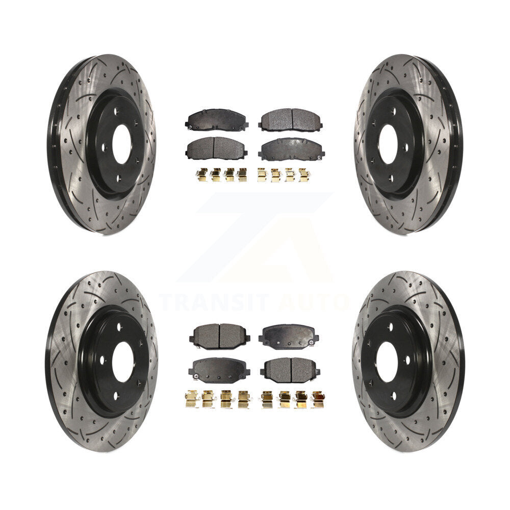 Front Rear Drill Slot Brake Rotor Ceramic Pad Kit For Dodge Grand Caravan Town &