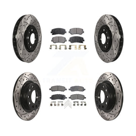 [Front+Rear] 2013-2016 Dodge Dart Performance Drilled & Slotted Brake Rotor & Ceramic Pads Kit For Max Braking