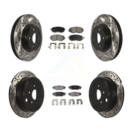 Front Rear Coated Drill Slot Disc Brake Rotor Ceramic Pad Kit For Subaru Impreza
