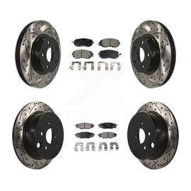 Front Rear Coated Drill Slot Disc Brake Rotor Ceramic Pad Kit For Subaru Impreza