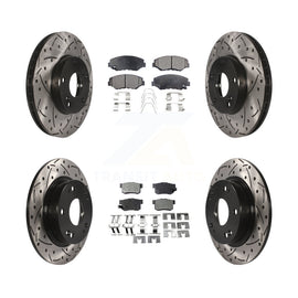 Front Rear Drill Slot Disc Brake Rotor Ceramic Pad Kit For Honda Civic Acura ILX