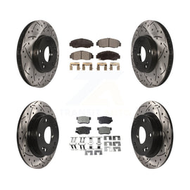 Front Rear Coated Drilled Slotted Disc Brake Rotor Ceramic Pad Kit For Acura CSX