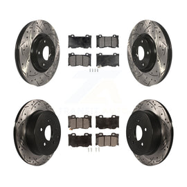 Front Rear Drill Slot Brake Rotors Ceramic Pad Kit For 17-18 INFINITI Q70 Hybrid