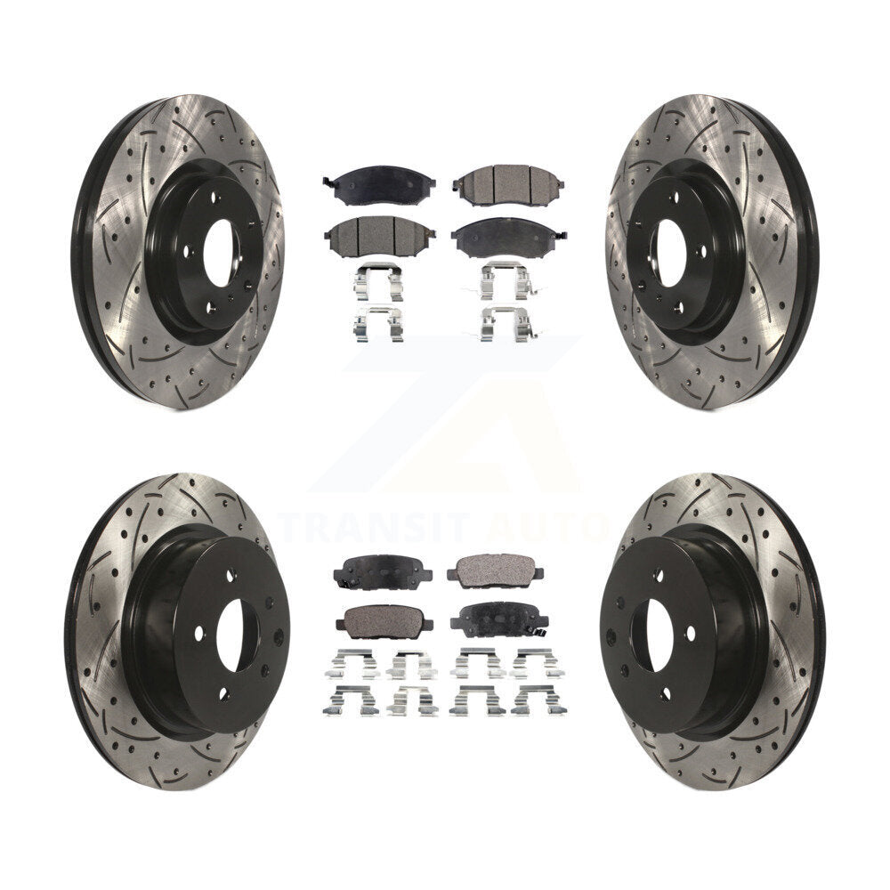 Front Rear Drill Slot Brake Rotors Ceramic Pad Kit For INFINITI G37 G35 M35 350Z