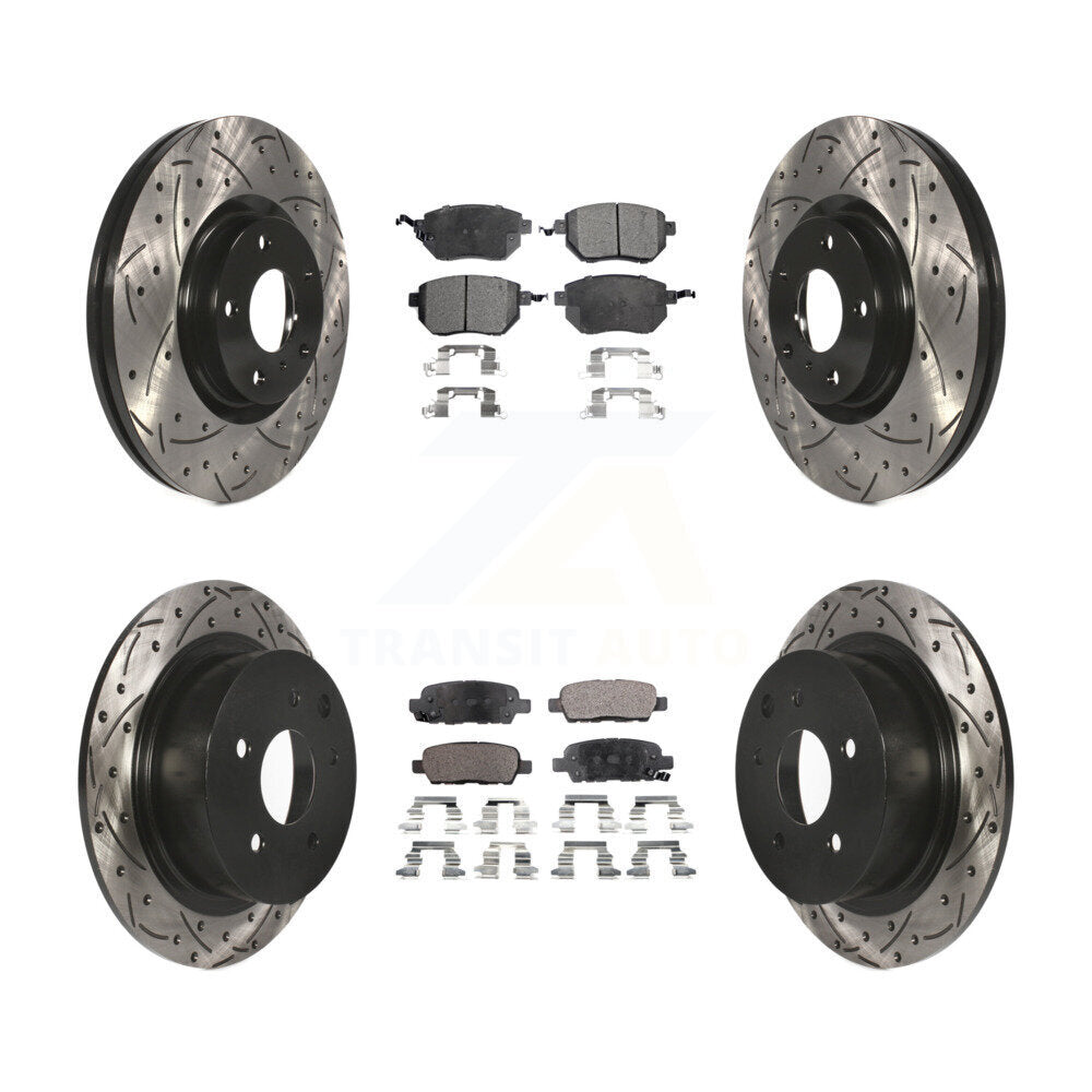 Front Rear Drill Slot Disc Brake Rotors Ceramic Pad Kit For Nissan Altima Maxima