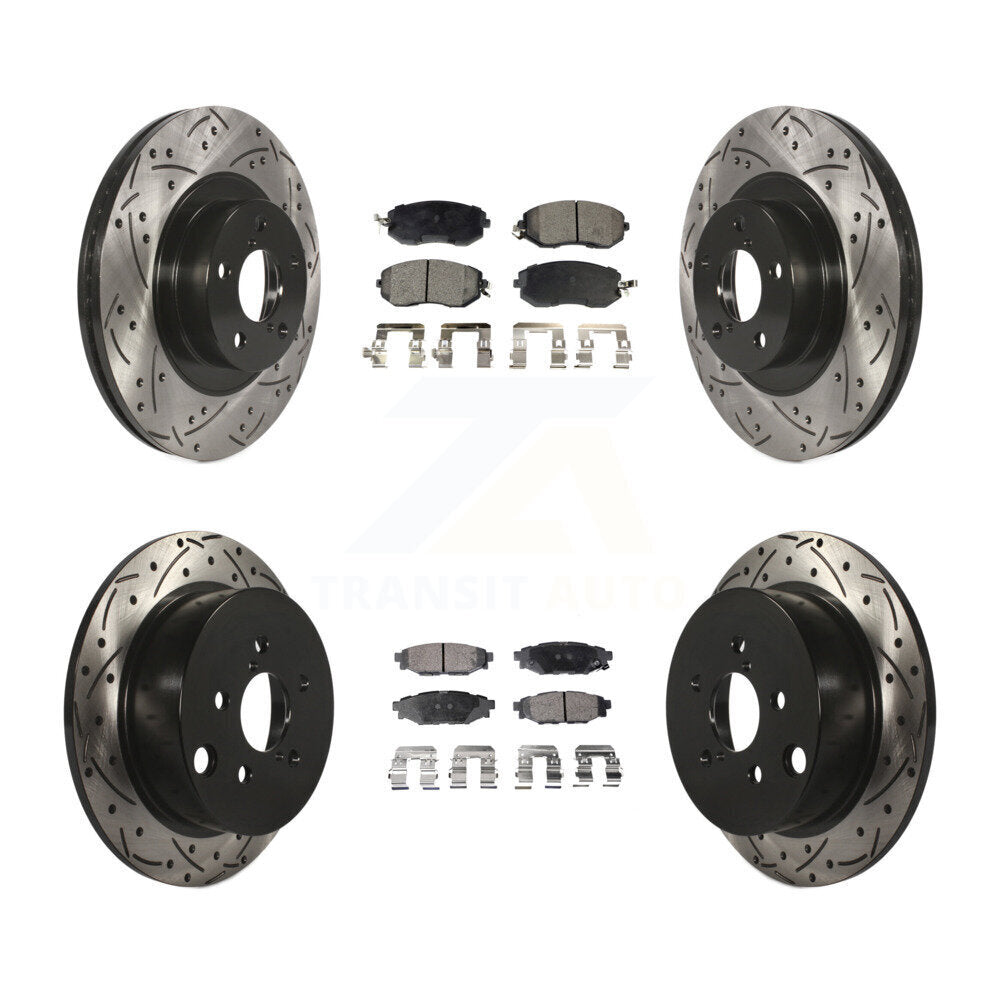 Front Rear Drilled Slot Disc Brake Rotors Ceramic Pad Kit For Subaru Forester XV