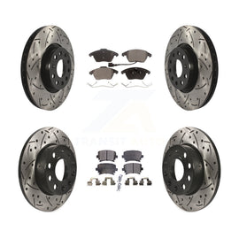[Front+Rear] 2008 Audi A3 Quattro Performance Drilled & Slotted Brake Rotor & Ceramic Pads Kit For Max Braking