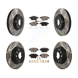 Front Rear Drill Slot Disc Brake Rotor Ceramic Pad Kit For Volkswagen Beetle GTI
