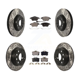 Front Rear Drilled Slot Brake Rotors Ceramic Pad Kit For Volkswagen Jetta Beetle
