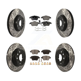 Front Rear Drilled Slot Disc Brake Rotor & Ceramic Pad Kit For Volkswagen Passat