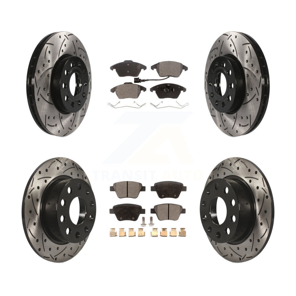 Front Rear Drill Slot Brake Rotors Ceramic Pad Kit For 13 Volkswagen Beetle 2.5L