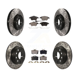 Front Rear Drilled Slot Brake Rotors Ceramic Pad Kit For Volkswagen Jetta Beetle
