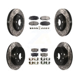Front Rear Drilled Slot Brake Rotor Ceramic Pad Kit For Toyota RAV4 Lexus HS250h