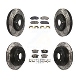 Front Rear Drill Slot Disc Brake Rotors Ceramic Pad Kit For Honda CR-V Acura RDX