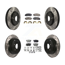 Front Rear Coated Drilled Slotted Disc Brake Rotor Ceramic Pad Kit For Acura RDX