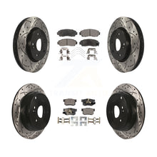 Charger l'image dans la galerie, [Front+Rear] 2012-2016 Honda CR-V AWD Performance Drilled &amp; Slotted Brake Rotor &amp; Ceramic Pads Kit For Max Braking