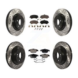 Front Rear Drill Slot Disc Brake Rotors Ceramic Pad Kit For Mercedes-Benz GLK350