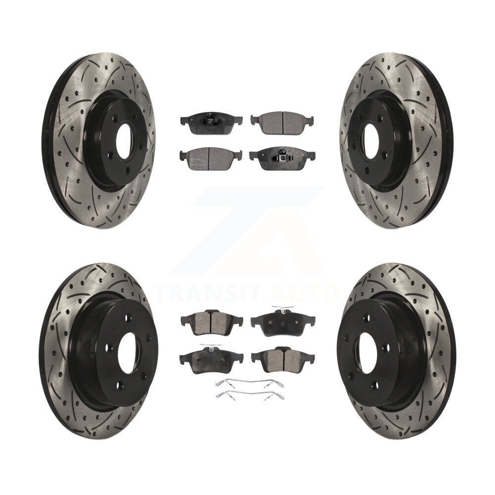 Front Rear Drilled Slot Disc Brake Rotor Ceramic Pad Kit For Ford Escape Transit