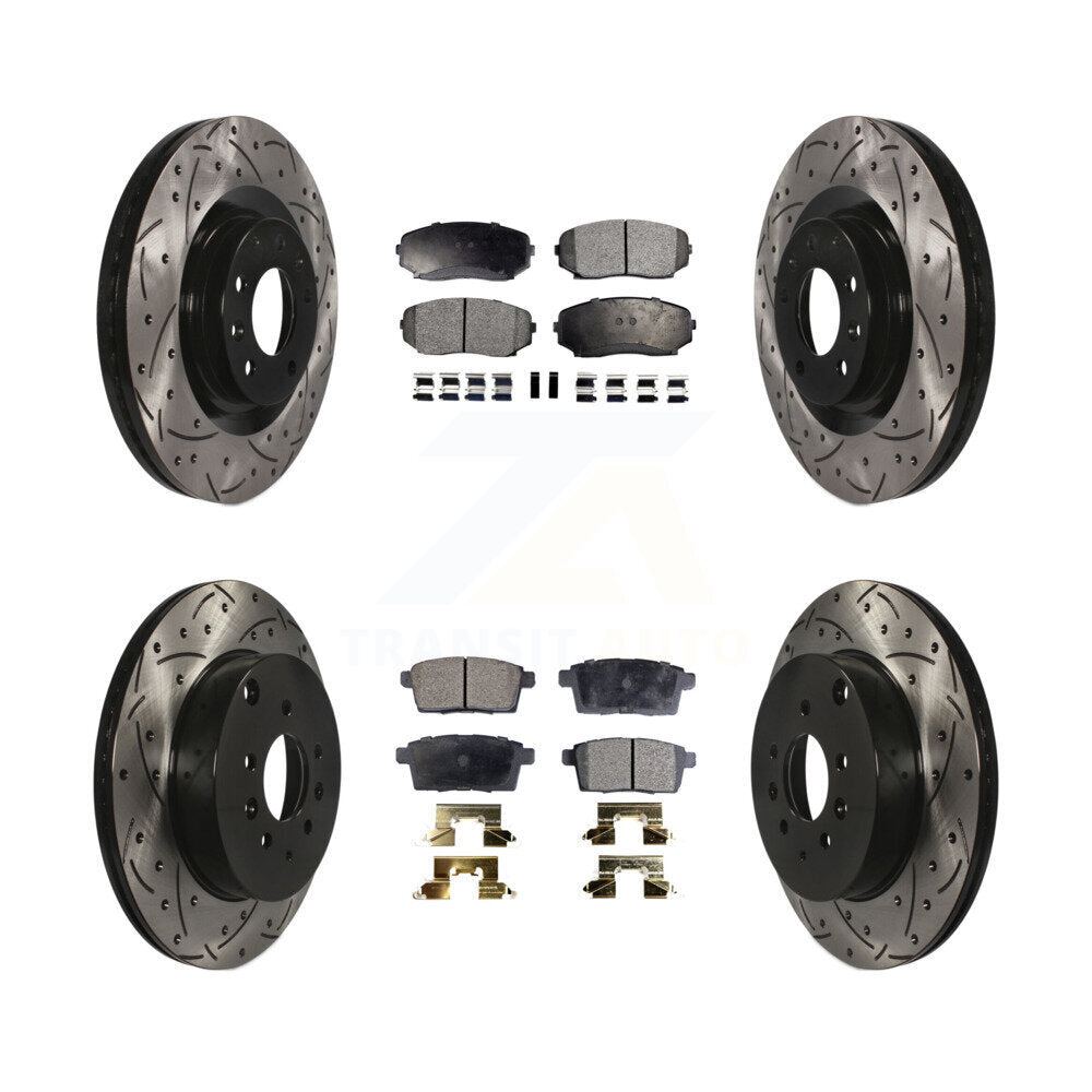 [Front+Rear] 2007-2015 Mazda CX-9 Performance Drilled & Slotted Brake Rotor & Ceramic Pads Kit For Max Braking