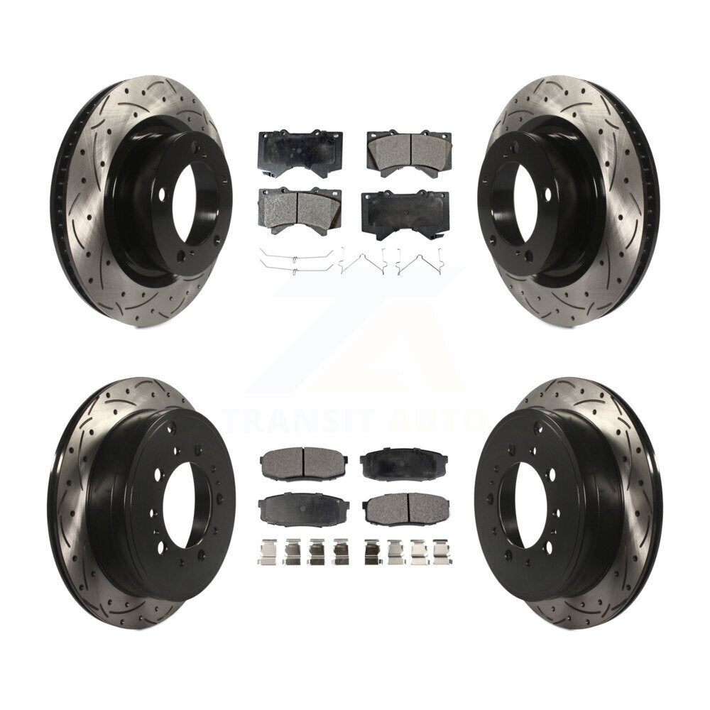 Front Rear Drill Slot Brake Rotor Ceramic Pad Kit For Toyota Tundra Sequoia Land