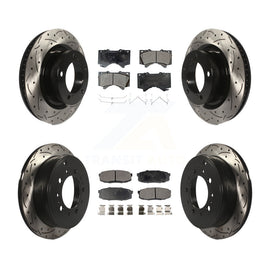 Front Rear Drill Slot Brake Rotor Ceramic Pad Kit For Toyota Tundra Sequoia Land