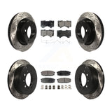 Front Rear Drill Slot Brake Rotor Ceramic Pad Kit For Toyota Tundra Sequoia Land