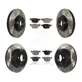 Front Rear Coated Drilled Slotted Disc Brake Rotor Ceramic Pad Kit For BMW X5 X6