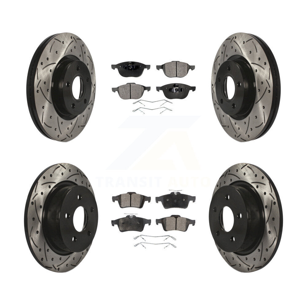 Front Rear Drilled Slot Disc Brake Rotor & Ceramic Pad Kit For Ford Escape C-Max