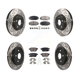 Front Rear Drill Slot Brake Rotor Ceramic Pad Kit For Toyota Corolla Matrix Vibe