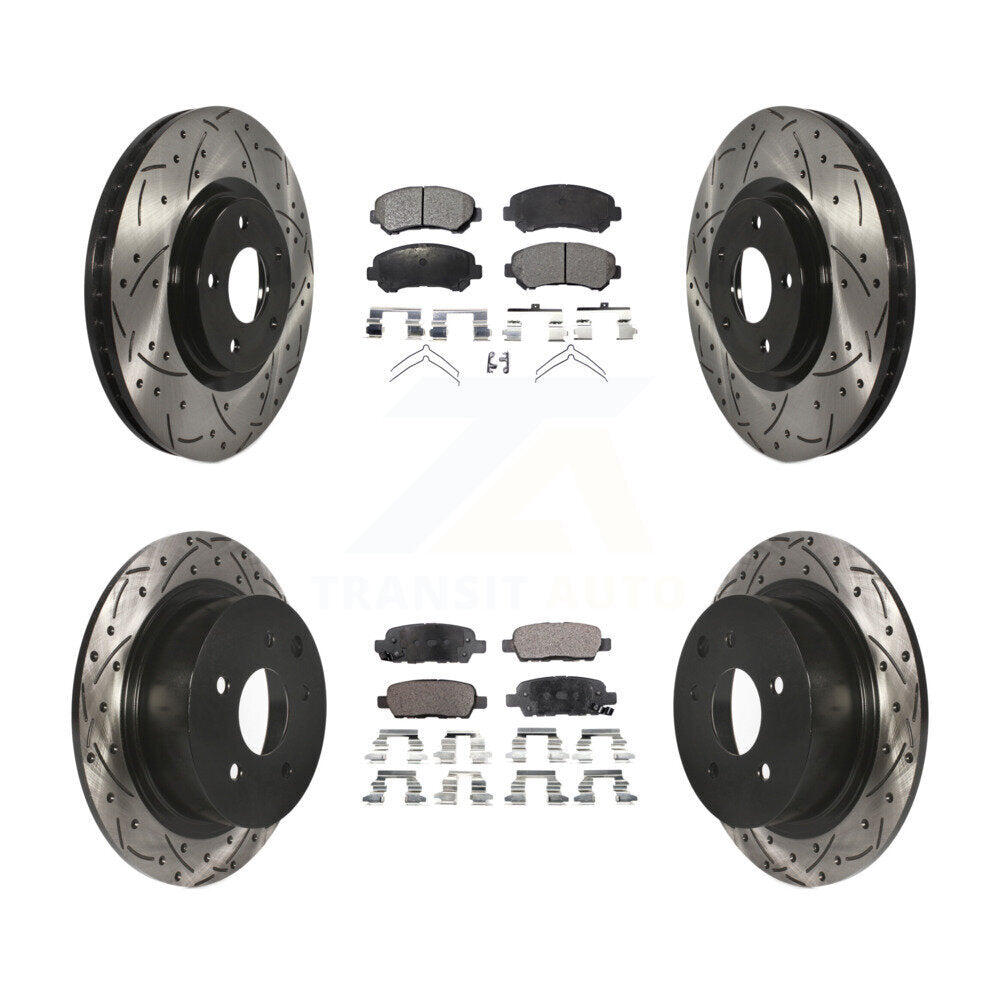 Front Rear Drill Slot Brake Rotors Ceramic Pad Kit For Nissan Sentra SE-R Spec V