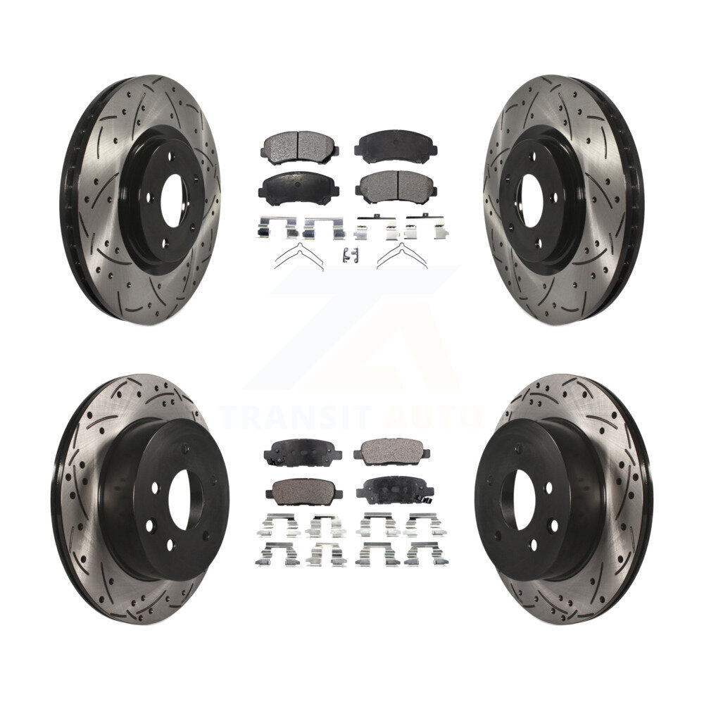 Front Rear Drill Slot Brake Rotor Ceramic Pad Kit For 14-17 Nissan Juke Nismo RS