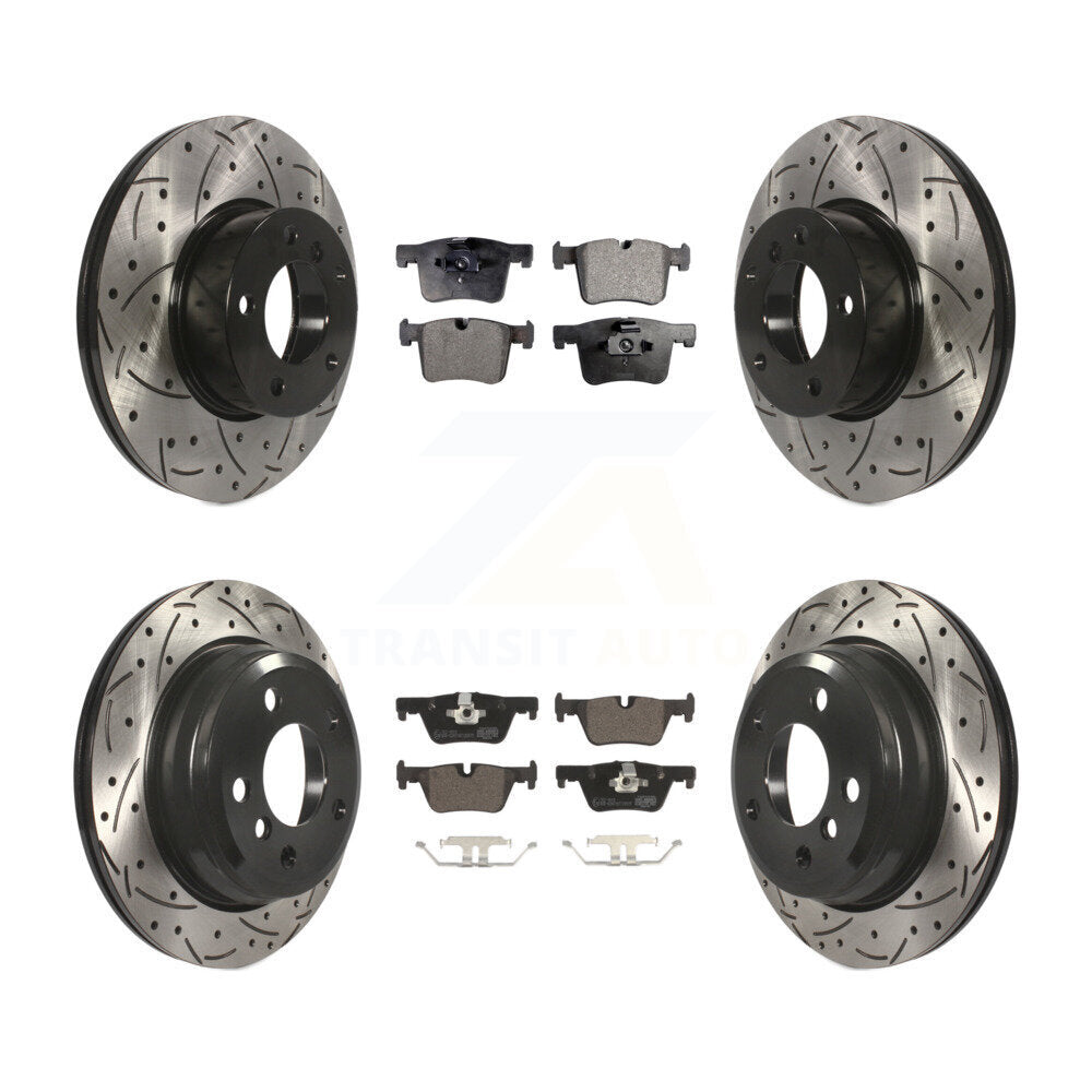 Front Rear Drill Slot Brake Rotors Ceramic Pad Kit For BMW 328i xDrive 320i 330i