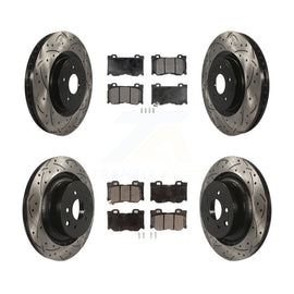 Front Rear Drill Slot Brake Rotor Ceramic Pad Kit For INFINITI G37 Nissan 370Z Z