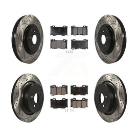 Front Rear Drilled Slot Brake Rotor Ceramic Pad Kit For INFINITI Q50 M37 Q60 Q70